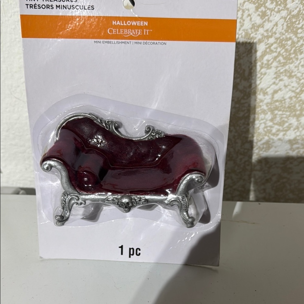 Celebrate It Halloween Miniature Sofa - Burgundy and Silver